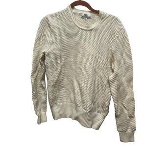 acne studios white waffle knit crew neck sweater M EUC